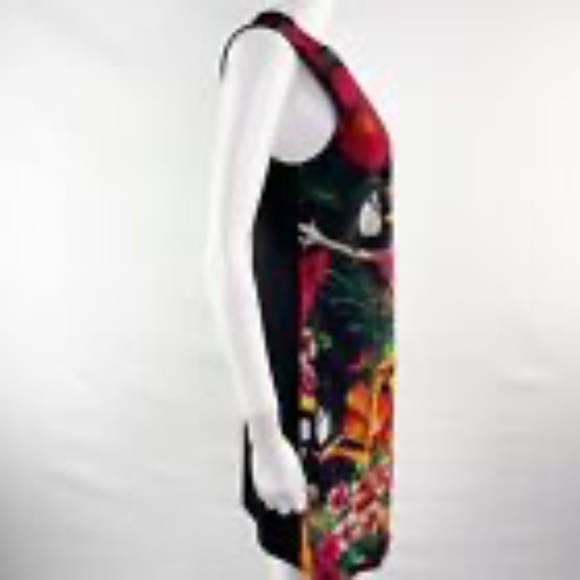 Ted Baker Women's Orange BARBEE Toucan Tropical Floral Shift Dress Size 3 US M - Picture 4 of 9